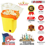 5Core Popcorn Machine 16 Cup Hot Air Popper Mini Portable Electric Pop Corn Maker YELLOW