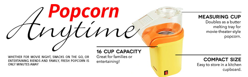 5core popcorn machine 16 cup hot air popper mini portable