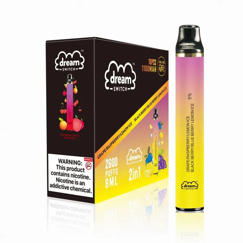 Disposable Dream Switch 2in1 Vape, 2600 Puffs Grape/Raspberry