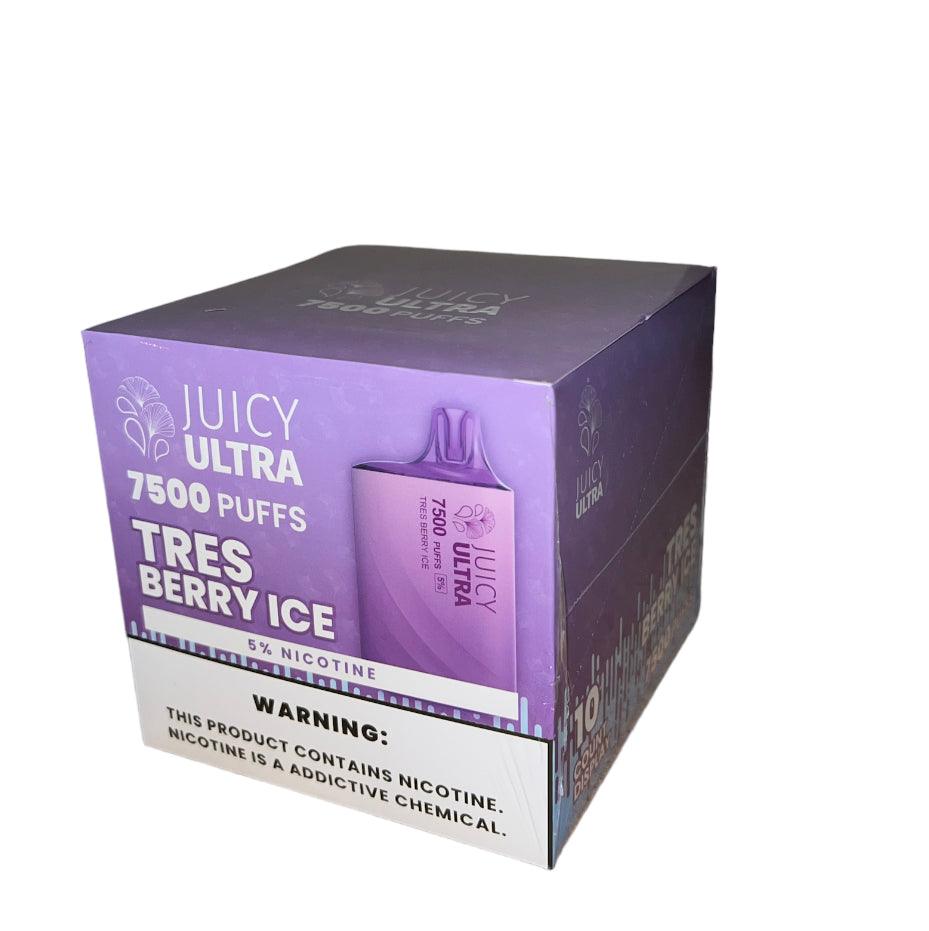 Juicy ultra 7500 puff 5% nic - tres berry ice - disposable