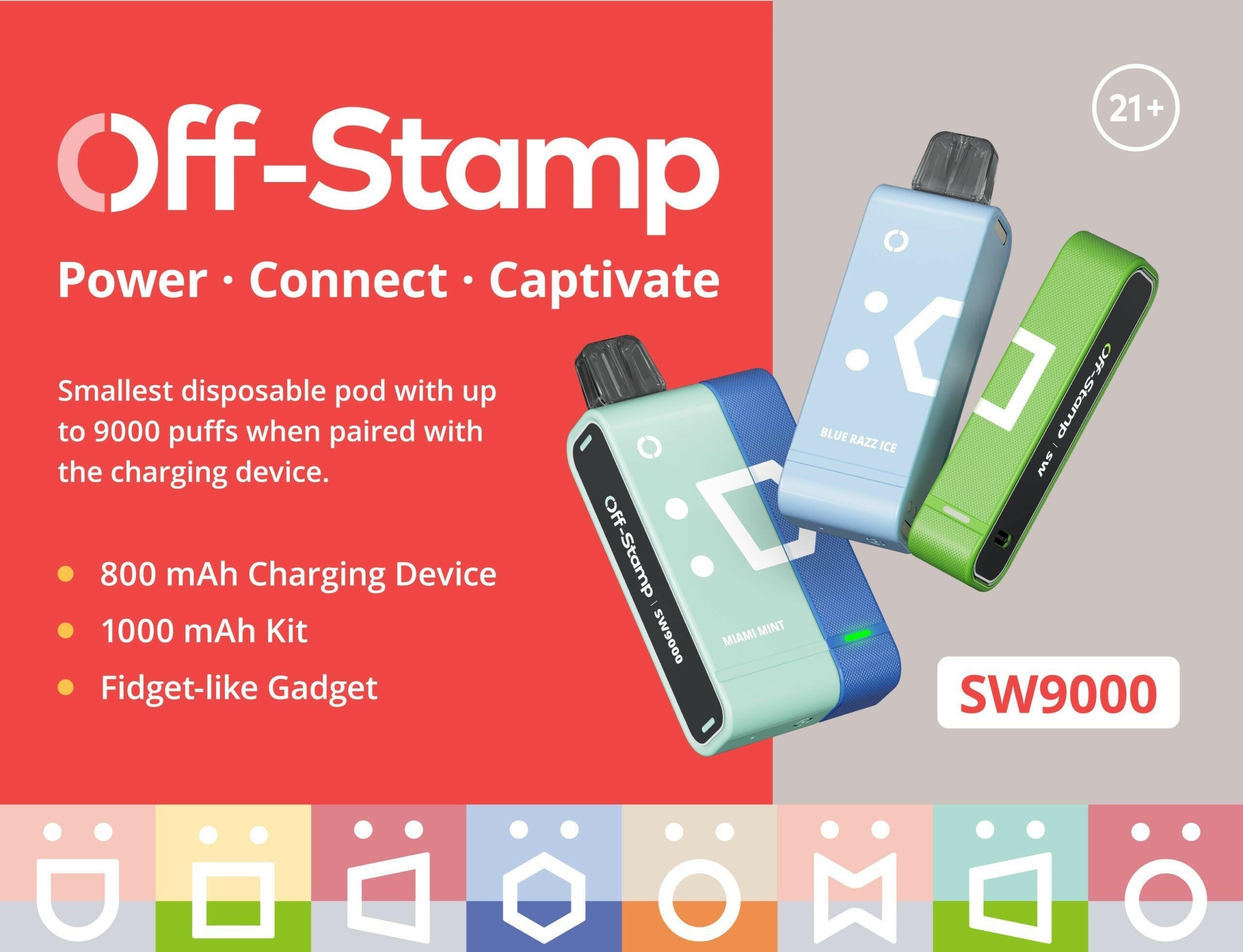 Off-Stamp SW9000 Disposable Kit Rechargeable Battery Replaceable – 9000 Puffs.