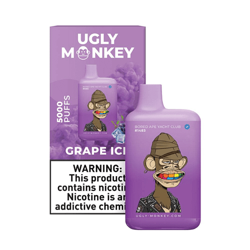 Ugly monkey 5000 puffs disposable vape device - grape ice -